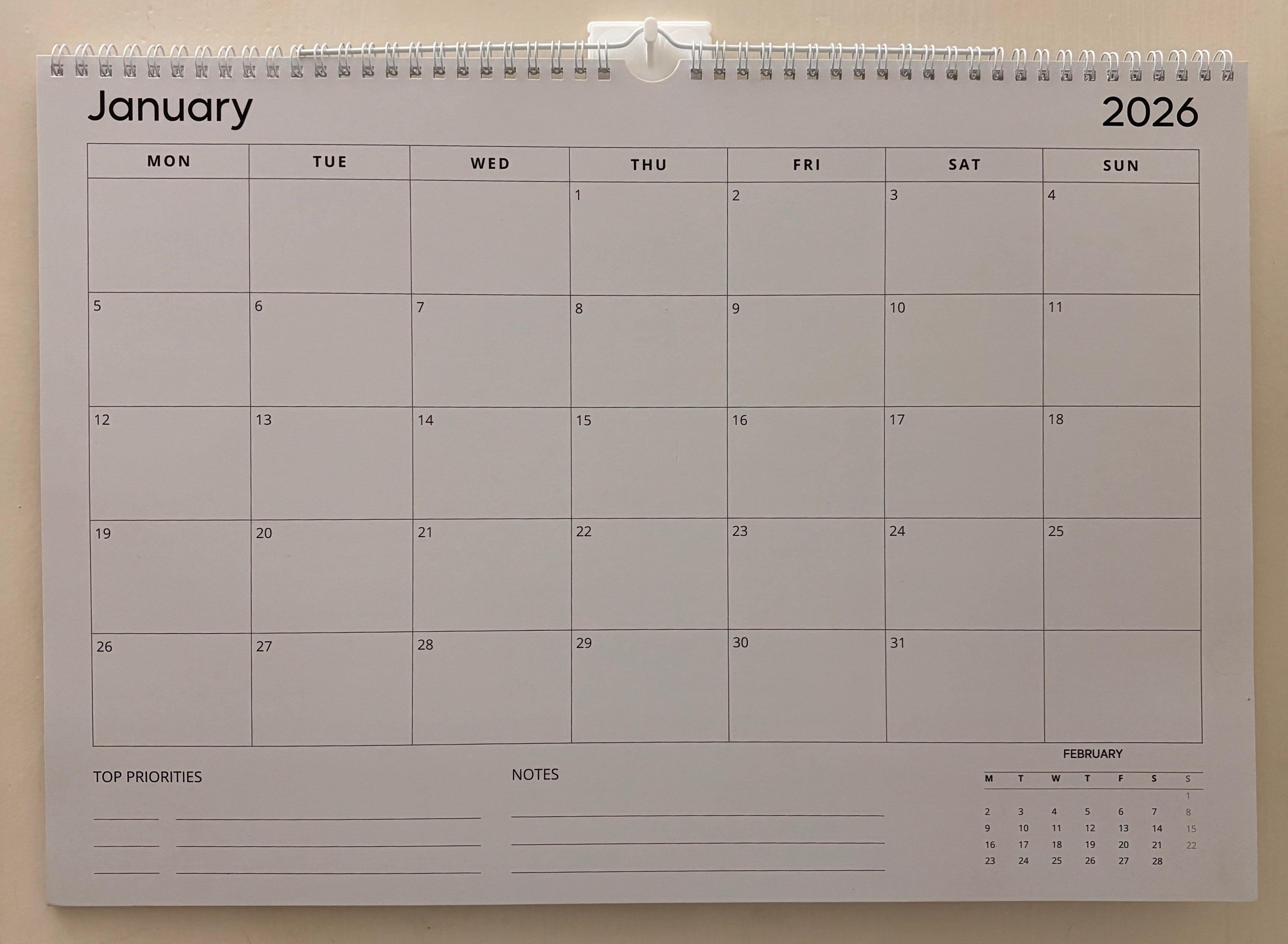 2026 Wall Planner | A3 - Ring Bound